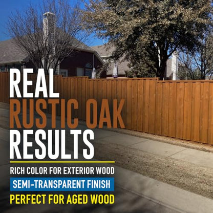 Wood Defender Semi-Transparent Fence Stain and Seal, Rustic Oak, 5-Gallon - color: Rustic Oak, size: 5 Gallon