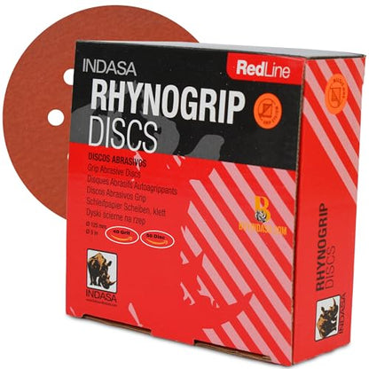 Indasa 5" Rhynogrip 50 PCS Sanding Discs 120 Grit – 8-Hole Hook & Loop, Dust-Free, – High-Performance Abrasive, Woodworking & Metal Finishing – Aluminum Oxide + Lubricant Coating