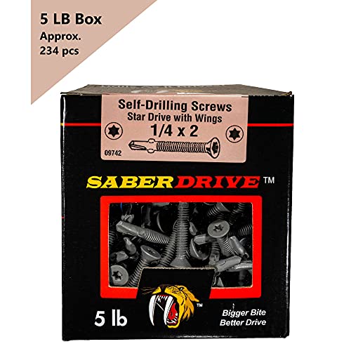 Star Drive Floorboard Screws with Wings, 1lb Box, Approx. 59 Pieces - 1/4" x 1-5/8" Metal Self-Tapping Screws, Heat, Abrasion, & Corrosion Resistant Screws for Flooring, Construction - size: 1 LB 1/4" x 1-5/8"