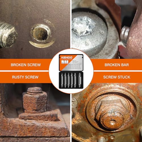 KENDO Tap Extractor Set 6PCS HSS Broken Tap Screw Bolt Remover - style: 6-PCS