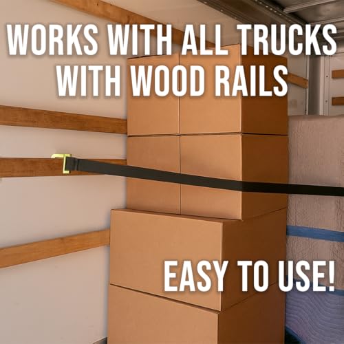 BoxerTool Wood Rail Straps - Rental Truck Tie Down Straps - Cam Buckle with Slotted Hook - Tie Down - Box Trucks, Wood Slat Rails - size: 2" X 12'