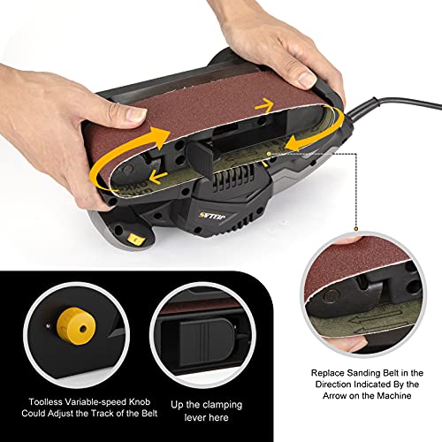 Jellas 7Amp Handheld Belt Sander, 3 21 Inch with Dust Bag for Woodworking