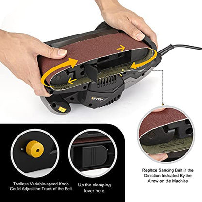Jellas 7Amp Handheld Belt Sander, 3 21 Inch with Dust Bag for Woodworking
