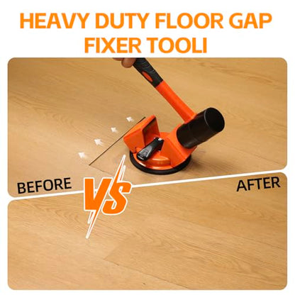 Floor Gap Fixer Tool - 45° Dual-Sided Strike, Floor Suction Cup Tool for Gaps with Crack Cleaner, Mallet & 5 Sticky Pads - Laminate Floor Gap Repair Tool, Flooring Tools Kit