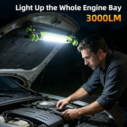 YXQUA 2 Pack Under Hood Work Light, 3000LM IP66 Magnetic COB Cordless