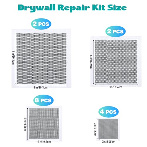 16Pcs Drywall Repair Kit, 2/4/6/8in Self-Adhesive Drywall Patch Kit - size: 16Pcs