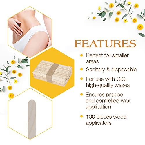 GiGi Wax Sticks for Hair Removal – Small Wax Applicator Sticks, Wooden Waxing Stick for Facial Waxing, Upper Lip & Eyebrows, 1 Pack