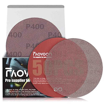 5 Inch Sanding Mesh | Micro Mesh Hook and Loop Sanding Discs | Dust Free Net Sandpaper | 50 Pack 400 Grit | Wet and Dry Sanding Screen | Anti-Clog and Last Longer - style: 400 Grit