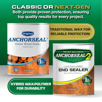 ANCHORSEAL Classic Log and Lumber End Sealer, Prevents Checking, 1 Gallon (Pack of 2) - size: 1 Gallon (Pack of 2)