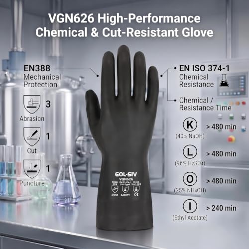 Black Neoprene Gloves, 26 Mil high dexterity work gloves, Reliable Chemical & Mechanical Resistance, for Petrochemical Paint & Water Treatment Workers, M - size: Medium