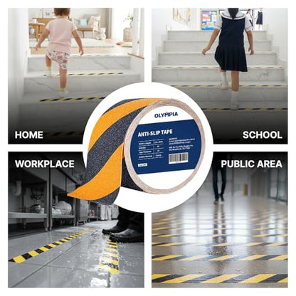 NORTHSKY 2 Inch x 60 Foot Anti Slip Tape, 60-Grit Friction, Non-Slip Traction Grip for Stairs, Waterproof Grip Tape Safety Non Skid Tape for Steps Anti-Slip Traction Tape Black/Yellow - size: 2"