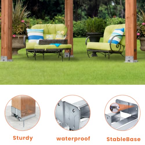 2 PCS 8x8 Post Base for Concrete Heavy Duty Silver E-Coated - color: Silver