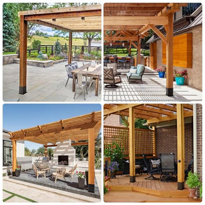 8 Pcs 4"× 4" Post Base|Inner Size (Fit 3.6" x3.6“) Lumber - size: 4"x4", style: 8 Set