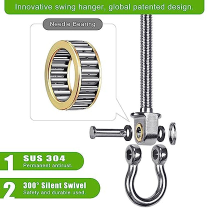 BeneLabel Heavy Duty Swing Hangers with Bearings - Set of 4 Stainless Steel 304 Hardware for Wood & Metal Beams - Ideal for Hanging Hammocks, Yoga Swings, Porch Swing - 1500LB Capacity - 7" x M2/5" - color: 4 pack - 7"