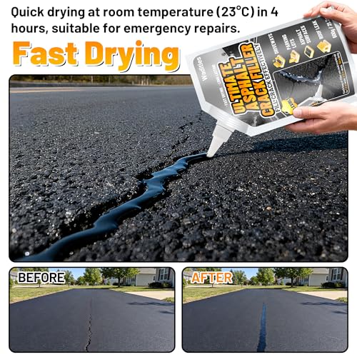 Asphalt Crack Filler, 2.65LB High Elasticity Concrete Crack Repair Sealant - style: 2pcs, 2.65LB