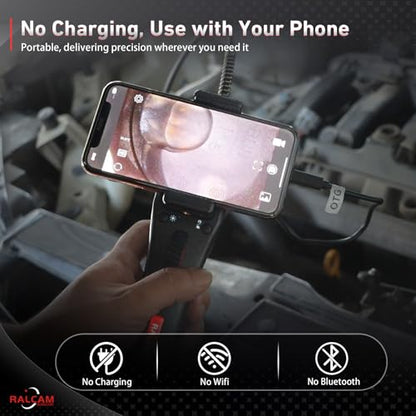 Ralcam Two-Way 210° Articulating Borescope Compatible with iPhone & Android