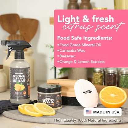 CLARK'S Soapstone & Concrete Wax Cleaner Care Kit, Orange Lemon Scent
