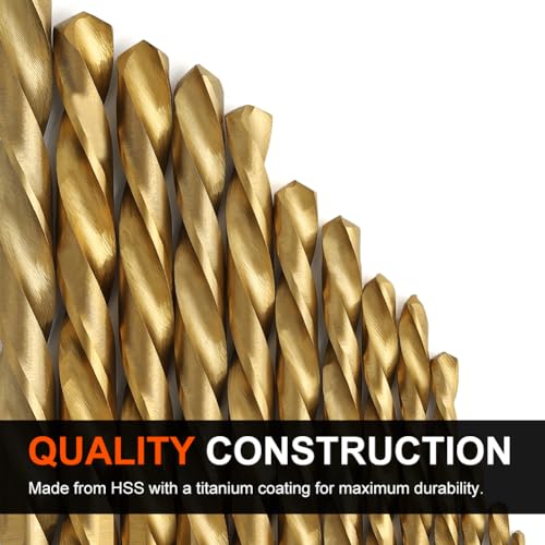 COMOWARE 13pcs Left Hand Drill Bit Set, SAE (1/16" - 1/4"), HSS M2 Drill Bit, 135° Split Point, Titanium Nitride Coated, Reverse Drills Bits for Metal/Plastic/Wood, with Index Case - style: 13PCS
