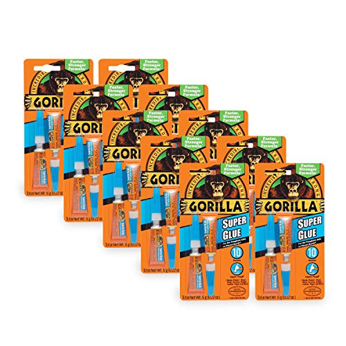 Gorilla Super Glue, Two 3 Gram Tubes, Clear, (Pack of 10) - size: 10 Pack