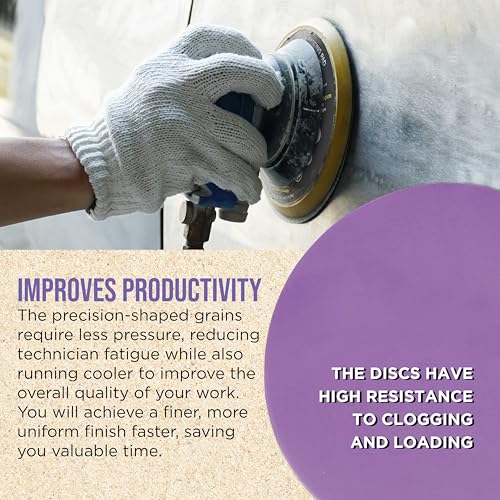 Dura-Gold Premium 1500 Grit 6" Purple Film Ceramic Sanding Discs, Box of 50 - style: 1500 Grit