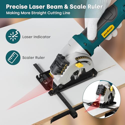 Enventor Mini Circular Saw with 3 Blades, 3-3/8 in, 4.8 A Corded