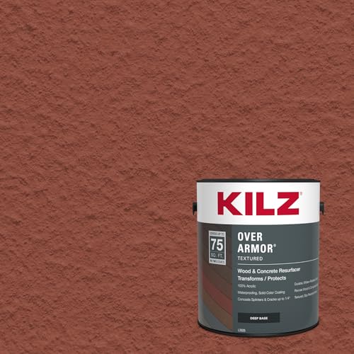 KILZ Over Armor Textured Solid Coating Resurfacer, Redwood, 1 Gallon - color: Redwood, style: Textured