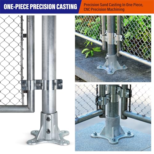 4Pack 2-1/2"(Actual: 2-3/8" OD) Chain Link Fence Post Base Flange Bracket Galvanized - size: 2 1/2"