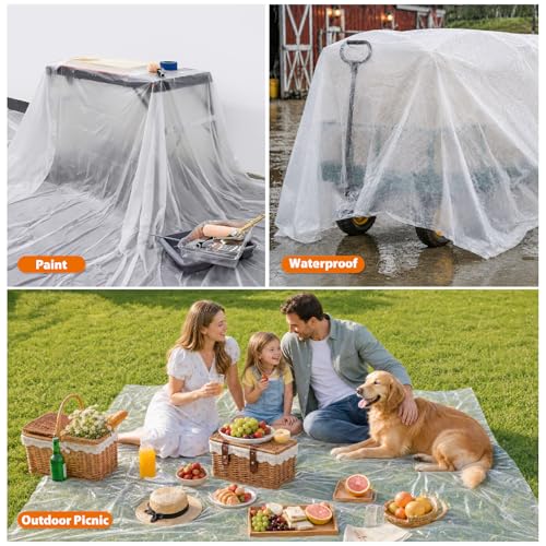ROLLINGDOG 3 Pack Plastic Drop Cloths 12' x 9' - color: 3 pc