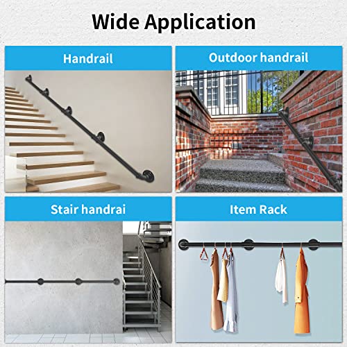 Wall Handrail 13FT/400CM,Pipe Staircase Handrail - size: 13 Feet