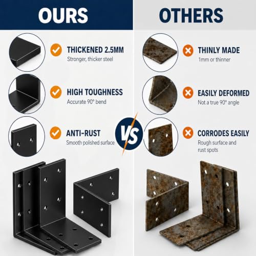 3"x3" Heavy Duty L Brackets, 90 Degree Galvanized Corner Brace, 25 Pcs - size: 3" x 3" x 1.5" (25 Pcs)