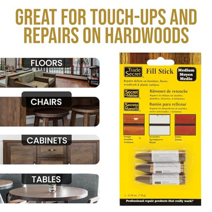 Wood Scratch Repair Fill Stick, Medium Toned Surfaces, 3-Pack - color: Medium Tones