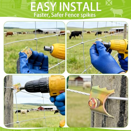 100 Pcs 1.5 Inch Wire Fence Fasteners Staples Bulk Fencing Post Screw Reusable Iron Nails for Softwood and Metal Grid, Farm Garden with Wire Fixer Quickly Install in Wood with Power Drill - size: 1.5 Inch