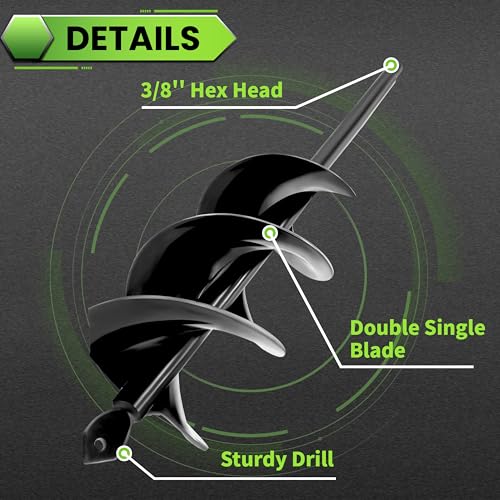 3"x12" Black Twin Auger Drill Bit – Wide & Fast Double Spiral Drill - color: Black, size: 3"x12"