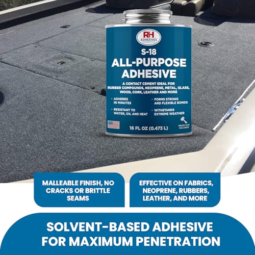 S-18 All-Purpose Adhesive 16 oz -Contact Cement for Headliner, Upholstery - size: 16 oz