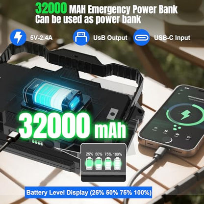 400W 32000LM LED Work Light, 32000mAh Rechargeable, Magnetic IP66