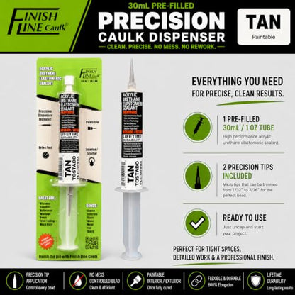 30mL Pre-Filled Precision Caulk Applicator Tan, 1-Pack - color: Tan