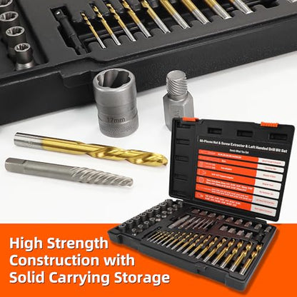 56Pcs Spiral Screw Extractor Set, Left Hand Drill Bit Set Easy Out - size: 56pcs