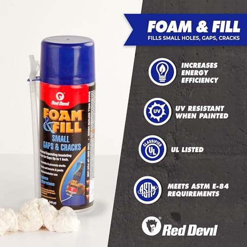 Red Devil 0913 Spray Foam & Fill Small Gaps & Cracks Expanding Insulation, Polyurethane Sealant, 12 oz, Off-White, Pack of 1 - size: 12 oz, style: Pack of 1