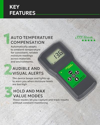 Concrete Moisture Meter CME-822 – Non-Destructive Digital Moisture Meter for Concrete Floors, Slabs & Walls, Surface Moisture Tester