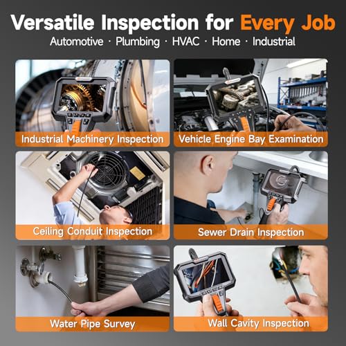 FOXWELL 10FT Dual Lens Borescope, 220° 2-Way Articulating Endoscope Camera - size: 10FT