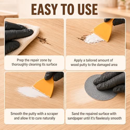 Wood Filler Repair Kit, 16.9oz Wood Putty White