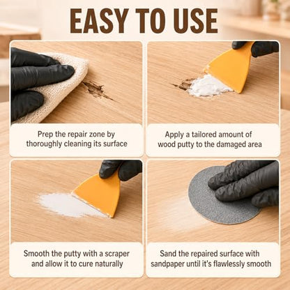 Wood Filler Repair Kit, 16.9oz Wood Putty White