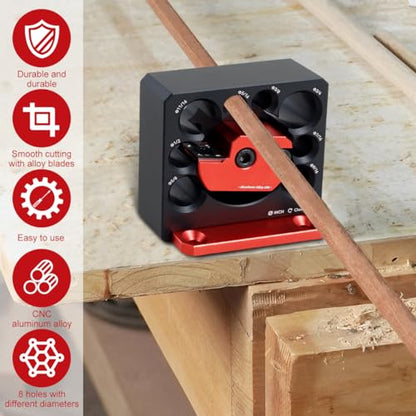 8 Pcs Dowel Maker Jig Kit, Imperial 5/16-3/4 inch Carbide Inserts Dowel Maker, 8 Holes Adjustable Dowel Cutter Plate, Aluminum Alloy Electric Drill Milling Dowel Round Rod Auxiliary Tool (8 Pcs)