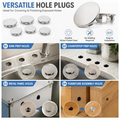 Hicarer 15 Pack Fit 5/8"(15.9mm) Hole Metal Hole Plugs - color: Silver, size: 5/8 Inch (15.9 Mm)