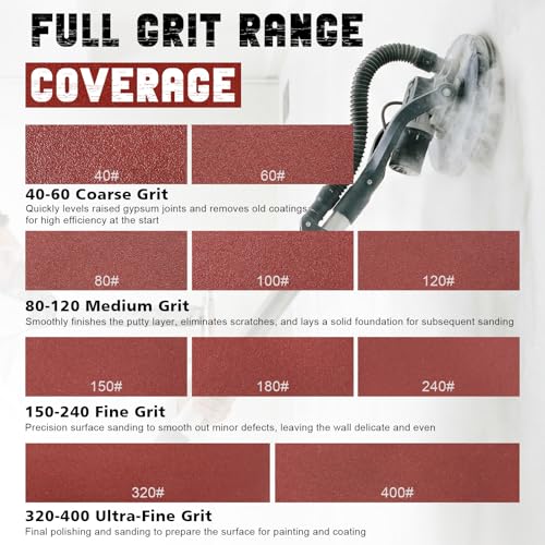 9 Inch 8 Hole Sanding Disc, 40-400 Grit 40 PCS Hook and Loop Sandpaper - style: Grit 40-400