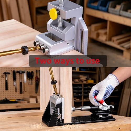 Pocket Hole Jig Kit,3-Hole Metal Pocket Screw Jig System with Quick Clamp