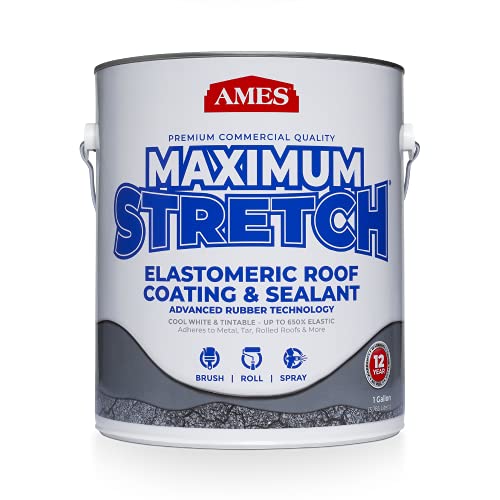 AMES RESEARCH LABORATORIES MSS1 Maximum Stretch Roof Coating, 1 Gallon, White - size: 1 Gallon