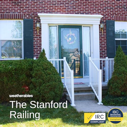 Weatherables 36 in. H x 8 ft. W Stanford Deck Railing Kit – Aluminum Porch & Balcony Railing Kit with White Powder-Coated Finish, Adjustable Outdoor Hand Rail System - size: 36 in. Height, style: 8 ft. Straight