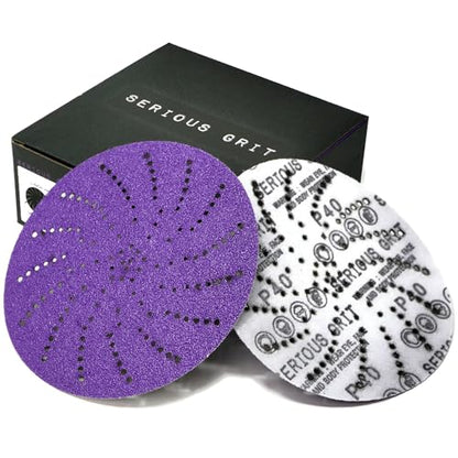 Serious Grit - 6-Inch P40 Grit Ceramic Multi-Hole Sanding Discs - 25 Pack - size: 40 Grit