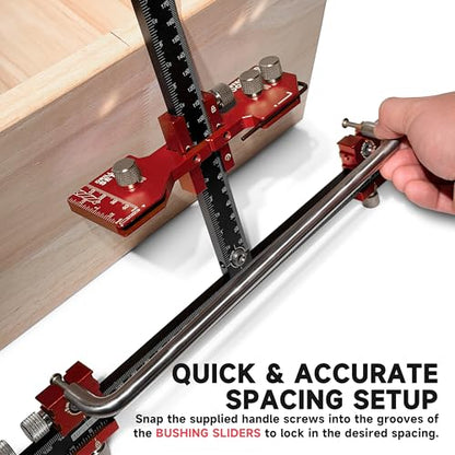 Cabinet Hardware Jig, Cabinet Drawer Pull Jig, Cabinet Pull Template Tool - color: Red-black